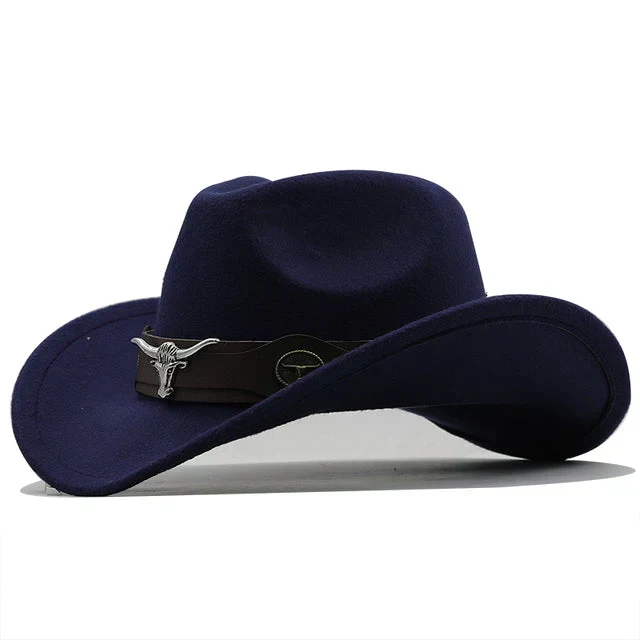 Nord Taschen - Western-Stil Filzhut mit Stier-Schnallenband