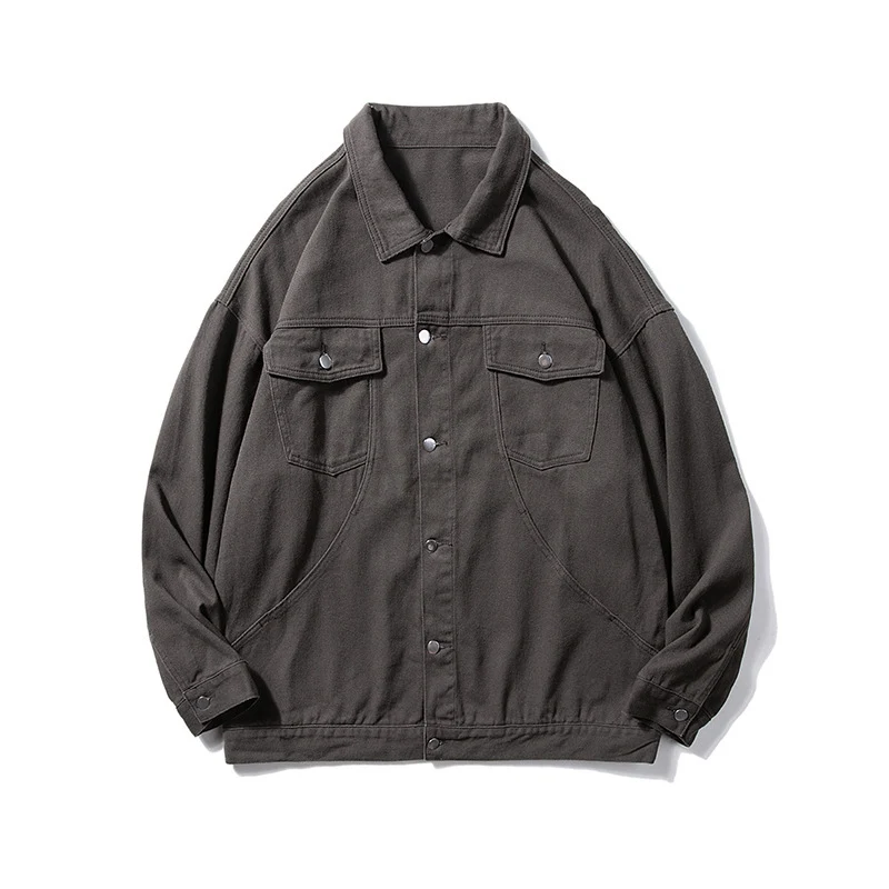 Herren Oversized Canvas Utility-Jacke mit Druckknopffront, aufgesetzten Brusttaschen und Raglanärmeln Nord Taschen