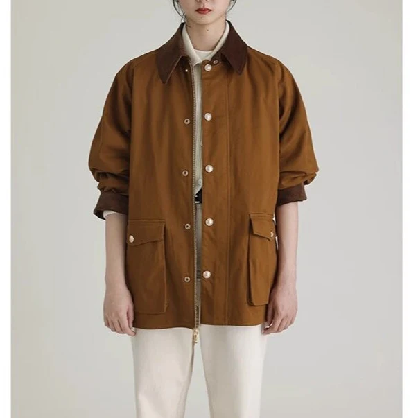 Damen Stilvolle Übergangsjacke mit praktischem Kragen und großen Taschen Nord Taschen