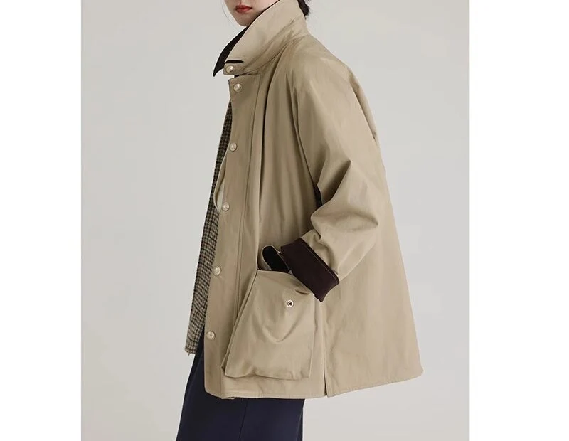 Damen Stilvolle Übergangsjacke mit praktischem Kragen und großen Taschen Nord Taschen