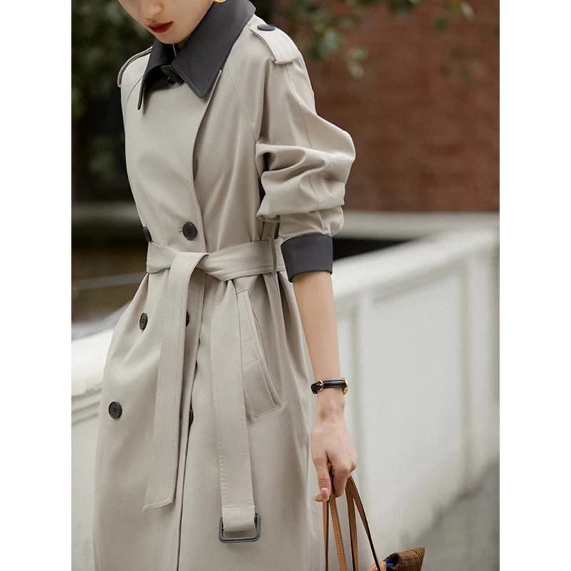 Damen Stilvolle Trenchcoat mit Taillengürtel Nord Taschen