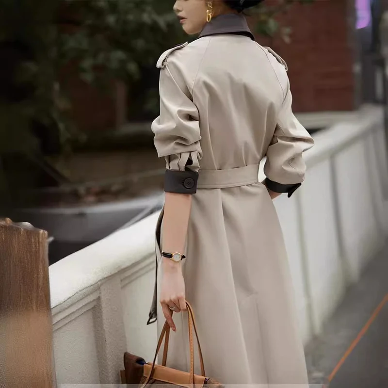 Damen Stilvolle Trenchcoat mit Taillengürtel Nord Taschen