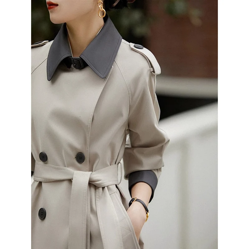 Damen Stilvolle Trenchcoat mit Taillengürtel Nord Taschen