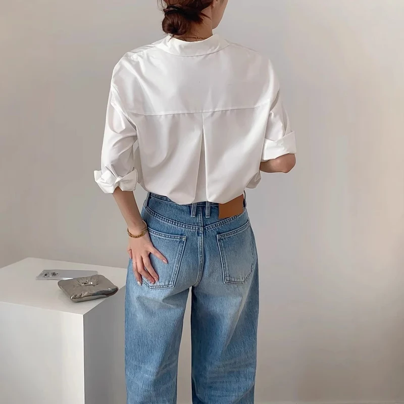 Damen Stilvolle Oversized Bluse Nord Taschen