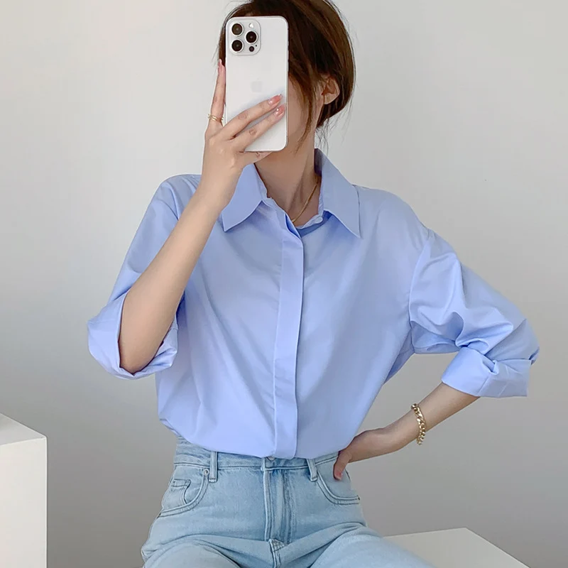 Damen Stilvolle Oversized Bluse Nord Taschen