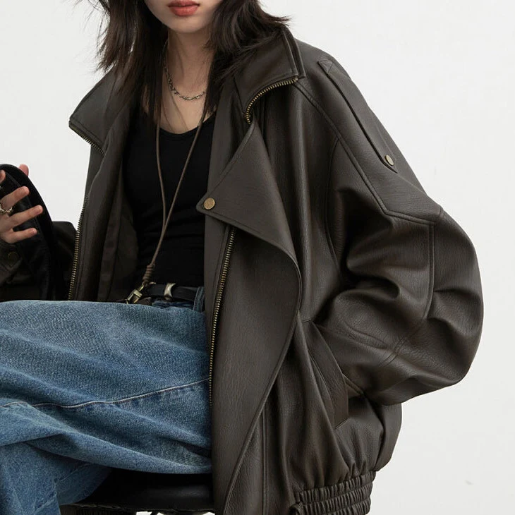 Damen Stilvolle Lederjacke Nord Taschen