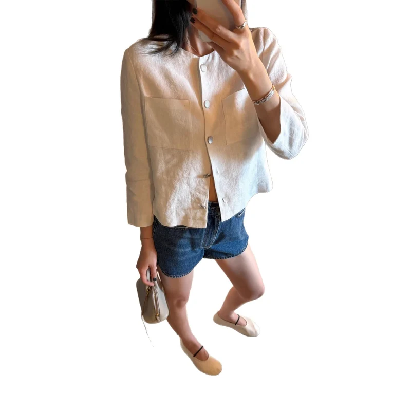 Damen Stilvolle Kurzarmjacke Nord Taschen