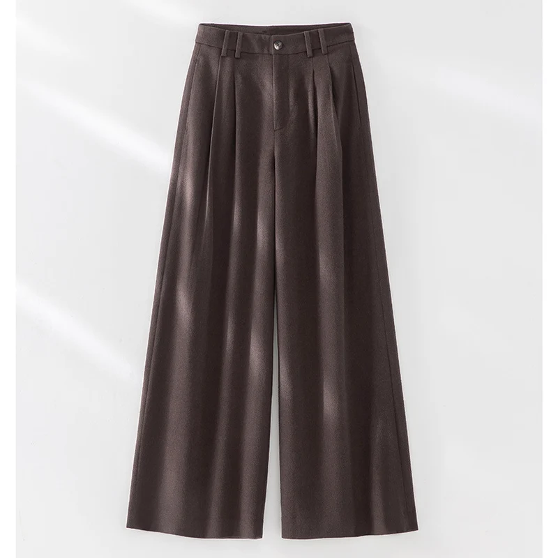 Damen Weite Bundfalten-Hochbundhose aus Wollmischung Nord Taschen