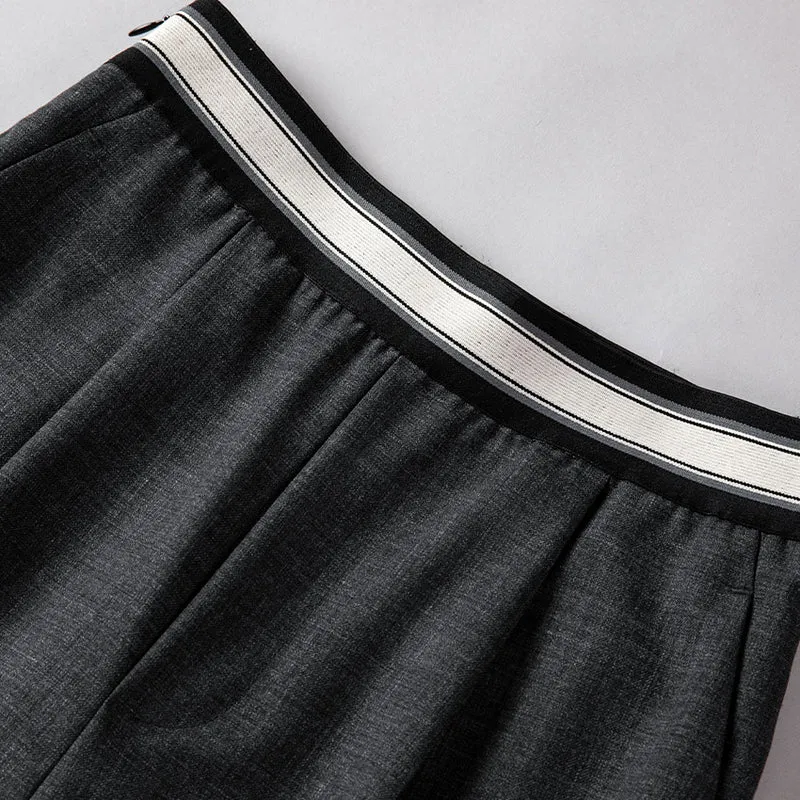 Damen Weite Anzughose mit sportivem Gummibund und Bundfalten Nord Taschen