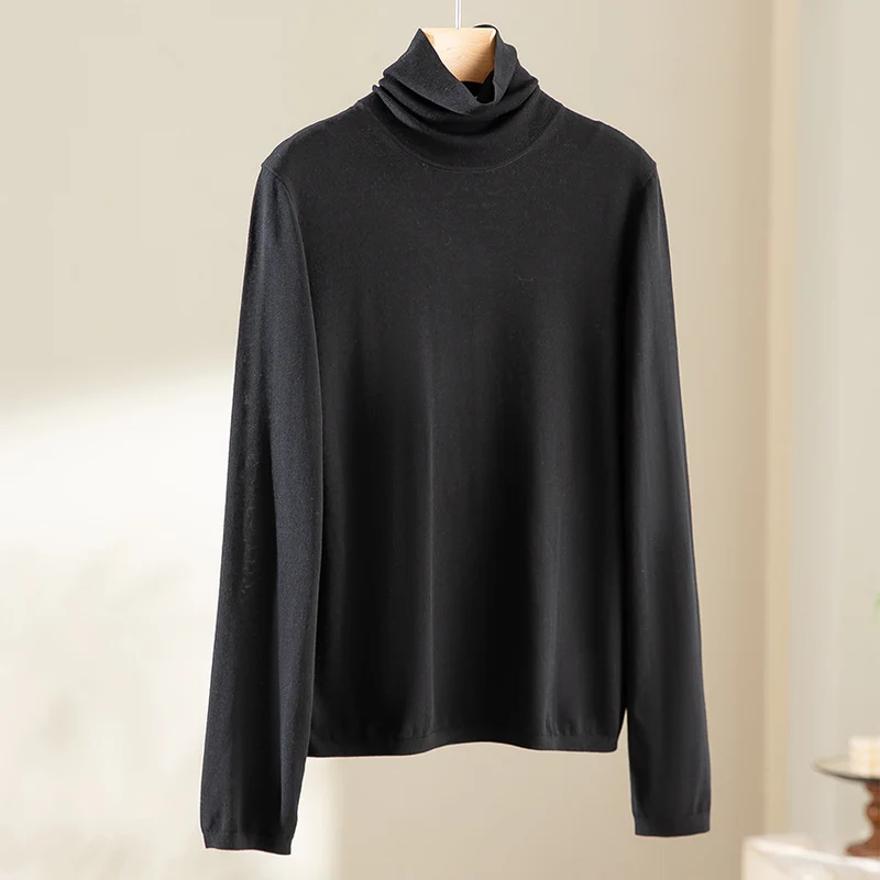Damen Ultraleichter Feinstrick-Rollkragenpullover mit schlanker Silhouette und fein gerippten Abschlüssen Nord Taschen