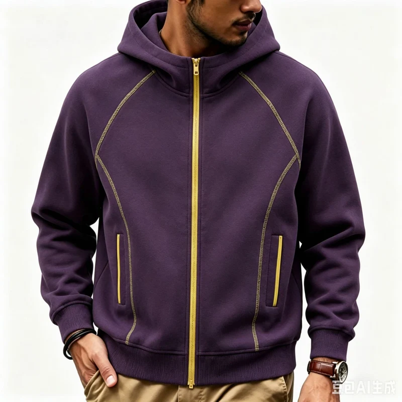 Herren Sportliche Kapuzen-Sweatjacke mit Kontrast-Reißverschluss und ergonomischen Nähten Nord Taschen