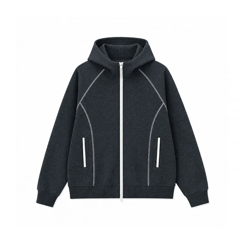 Herren Sportliche Kapuzen-Sweatjacke mit Kontrast-Reißverschluss und ergonomischen Nähten Nord Taschen