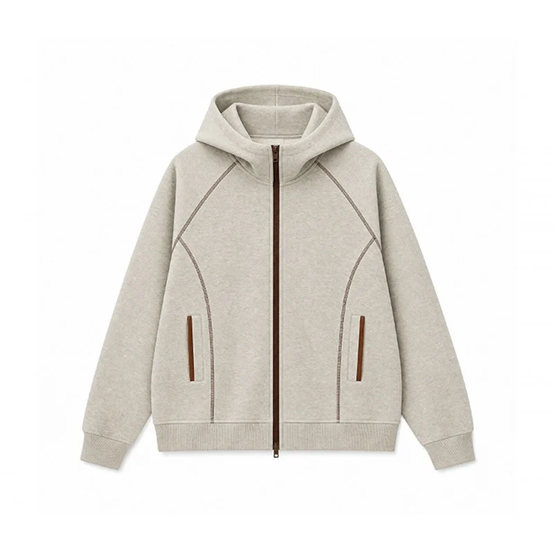 Herren Sportliche Kapuzen-Sweatjacke mit Kontrast-Reißverschluss und ergonomischen Nähten Nord Taschen