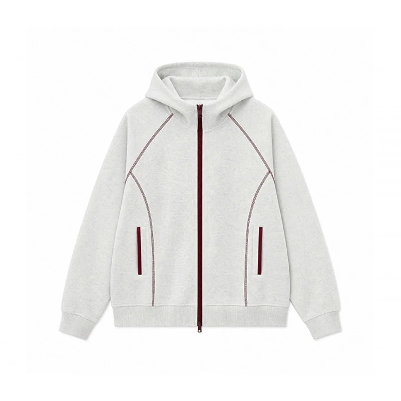 Herren Sportliche Kapuzen-Sweatjacke mit Kontrast-Reißverschluss und ergonomischen Nähten Nord Taschen