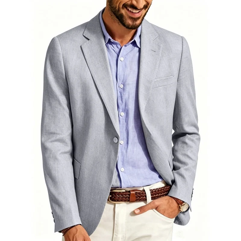 Herren Sommerliches Leinen-Blazer-Sakko mit atmungsaktivem Gewebe und taillierter Passform Nord Taschen