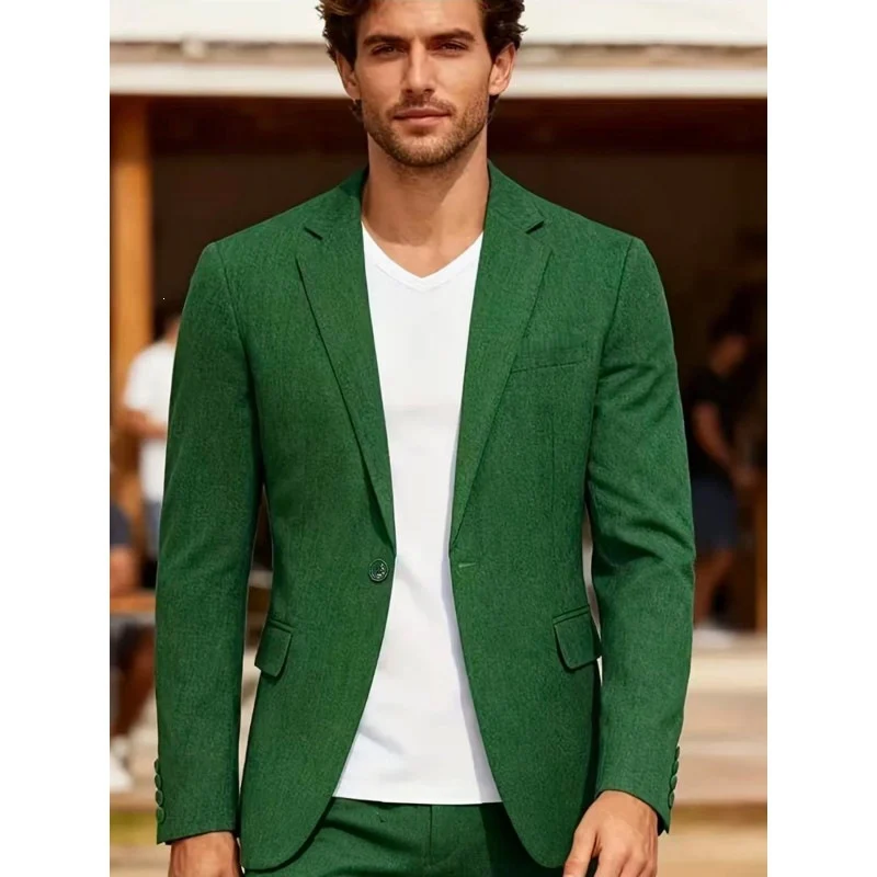 Herren Sommerliches Leinen-Blazer-Sakko mit atmungsaktivem Gewebe und taillierter Passform Nord Taschen