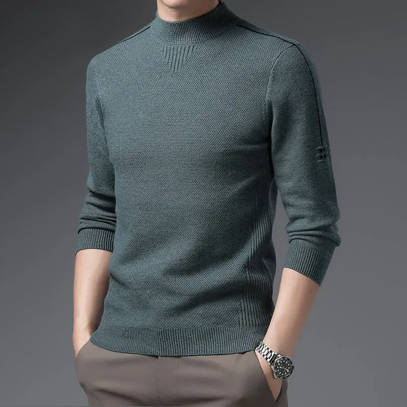 Herren Slim-Fit Strukturierter Feinstrickpullover mit kurzem Schlauchkragen und gerippten Säumen Nord Taschen