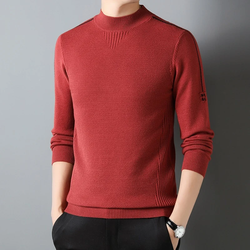 Herren Slim-Fit Strukturierter Feinstrickpullover mit kurzem Schlauchkragen und gerippten Säumen Nord Taschen