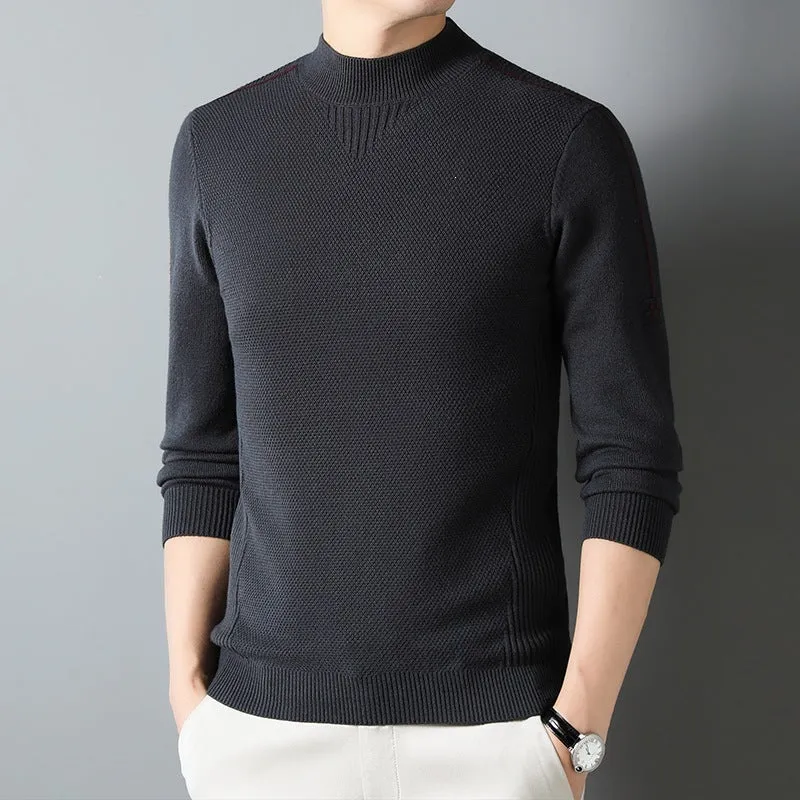 Herren Slim-Fit Strukturierter Feinstrickpullover mit kurzem Schlauchkragen und gerippten Säumen Nord Taschen