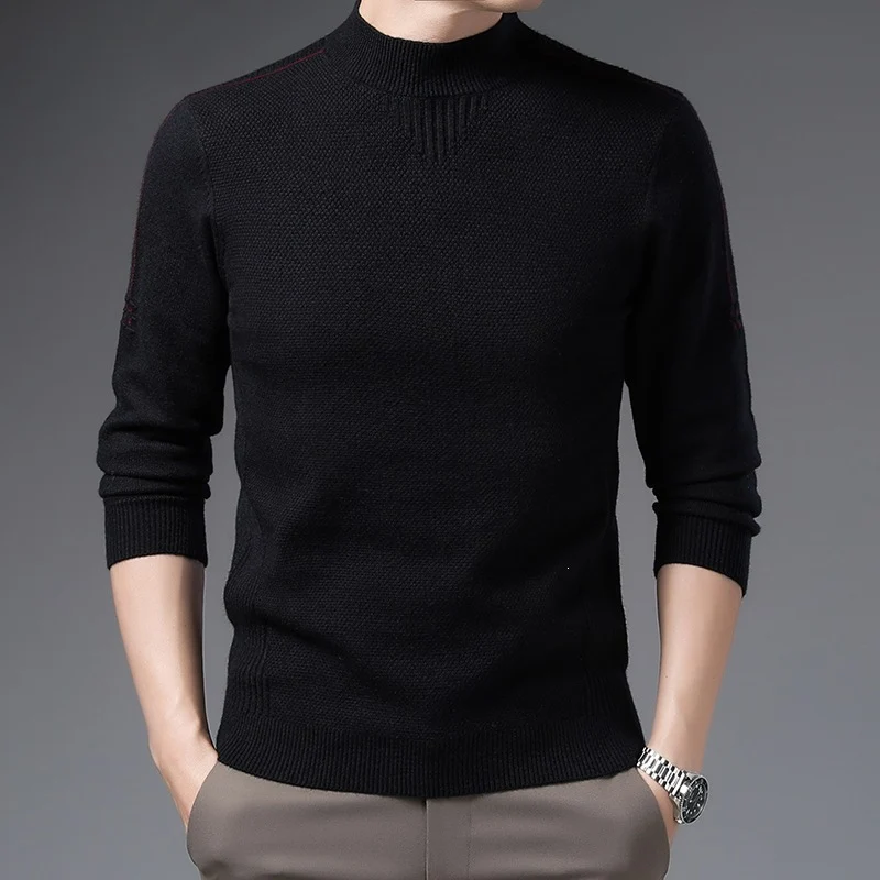 Herren Slim-Fit Strukturierter Feinstrickpullover mit kurzem Schlauchkragen und gerippten Säumen Nord Taschen