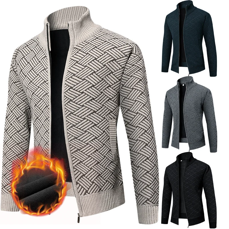 Herren Thermo-Strickzipjacke mit Jacquardmuster und Fleece-Innenfutter Nord Taschen