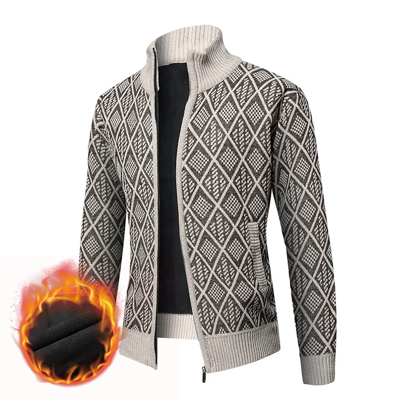 Herren Thermo-Strickzipjacke mit Jacquardmuster und Fleece-Innenfutter Nord Taschen