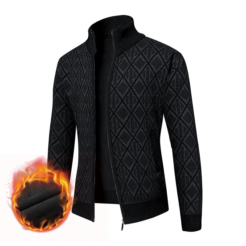 Herren Thermo-Strickzipjacke mit Jacquardmuster und Fleece-Innenfutter Nord Taschen