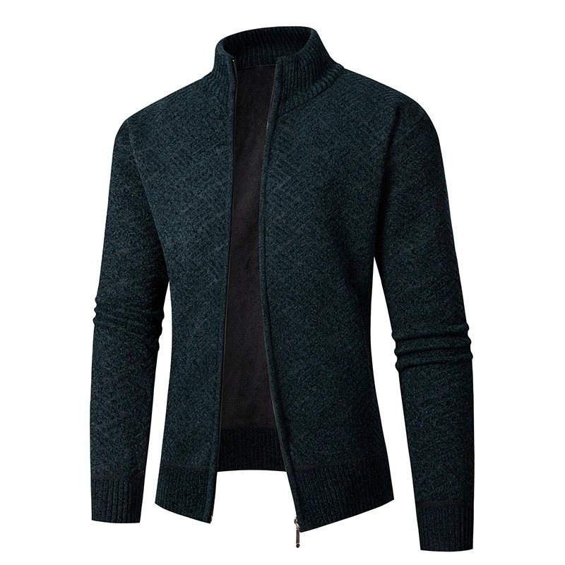 Herren Thermo-Strickjacke mit durchgehendem Reißverschluss, gefüttertem Stehkragen und geometrischem Strukturmuster Nord Taschen