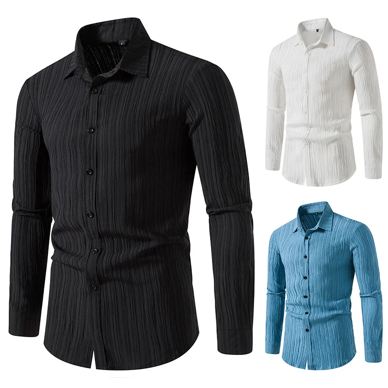 Herren Texturiertes Slim-Fit-Hemd mit krauser Struktur und Kentkragen Nord Taschen