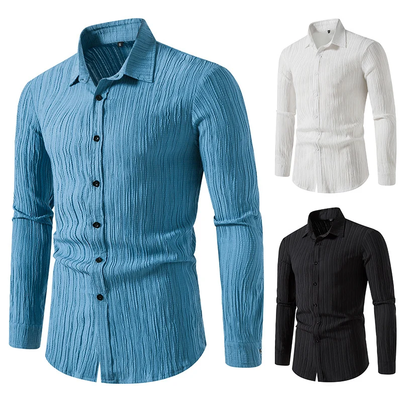 Herren Texturiertes Slim-Fit-Hemd mit krauser Struktur und Kentkragen Nord Taschen