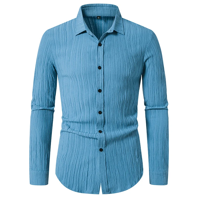 Herren Texturiertes Slim-Fit-Hemd mit krauser Struktur und Kentkragen Nord Taschen