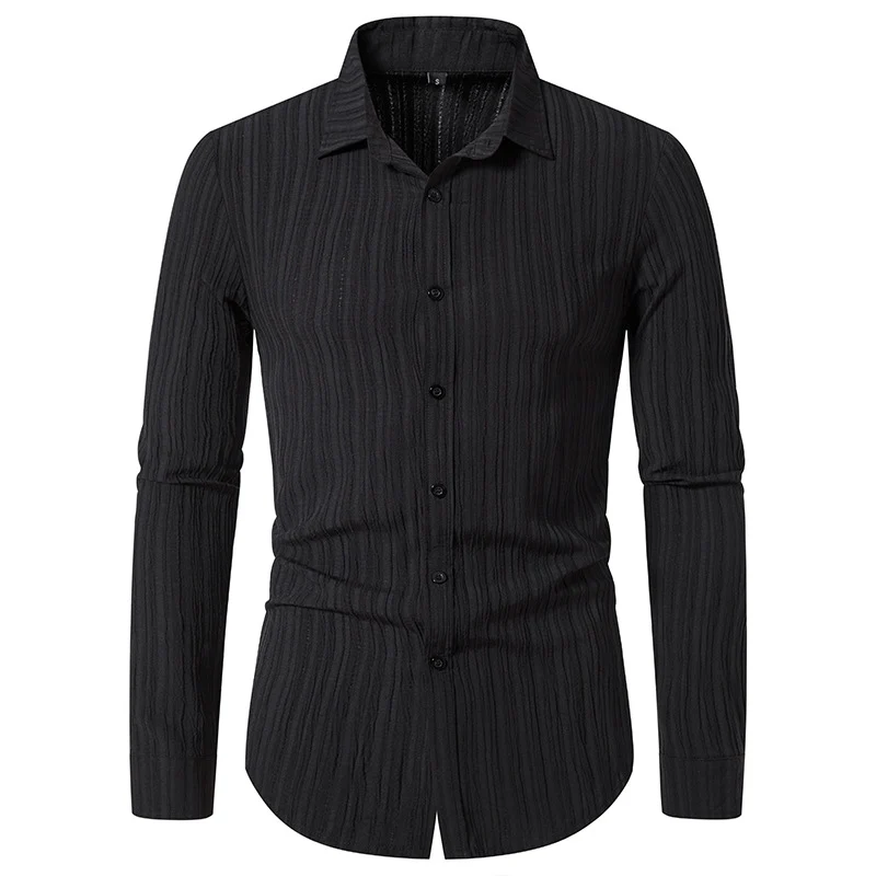Herren Texturiertes Slim-Fit-Hemd mit krauser Struktur und Kentkragen Nord Taschen