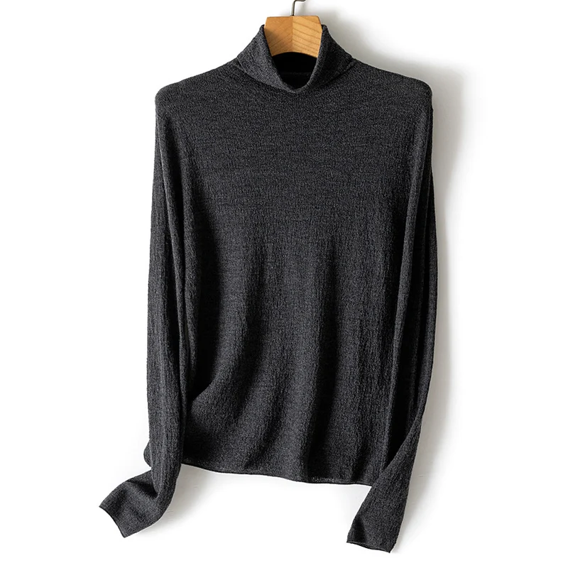 Damen Feiner Crinkle-Rollkragenpullover mit leichtem Fall Nord Taschen