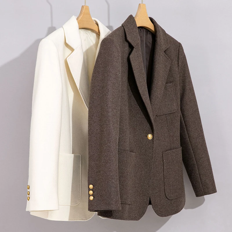Damen Eleganter Wollblazer mit aufgesetzten Taschen Nord Taschen