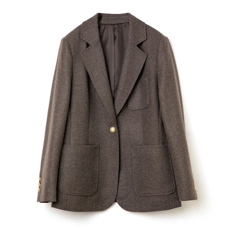 Damen Eleganter Wollblazer mit aufgesetzten Taschen Nord Taschen