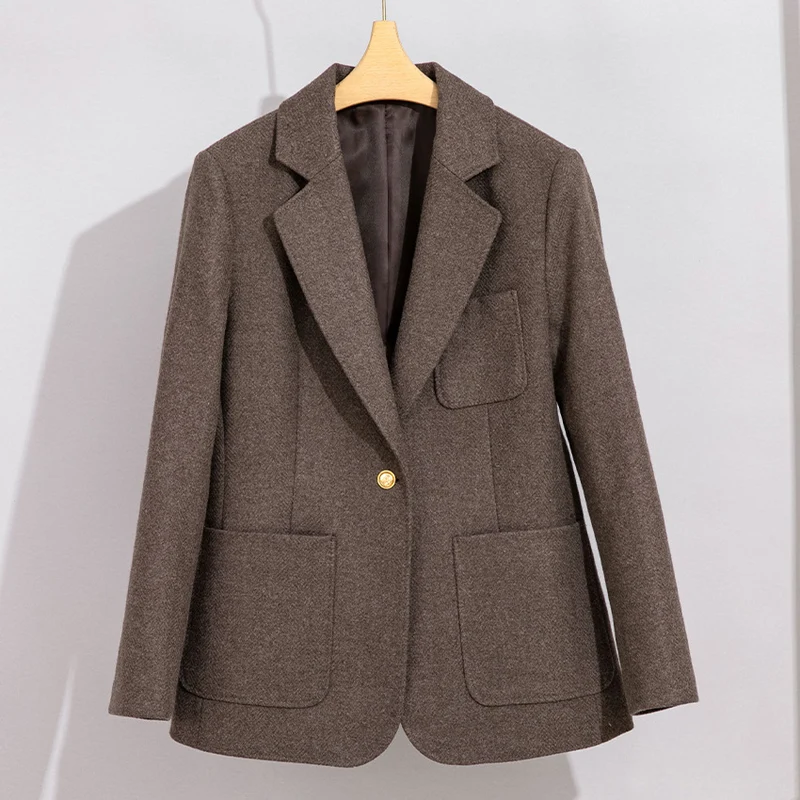 Damen Eleganter Wollblazer mit aufgesetzten Taschen Nord Taschen