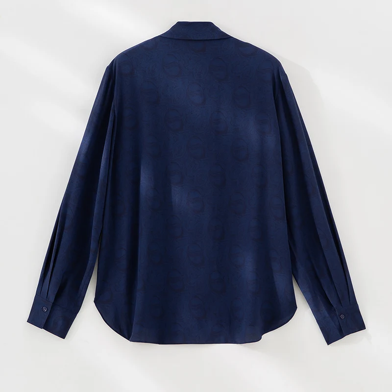 Damen Elegante Schleifenkragen-Bluse mit Jacquardstruktur und lockerer Passform Nord Taschen