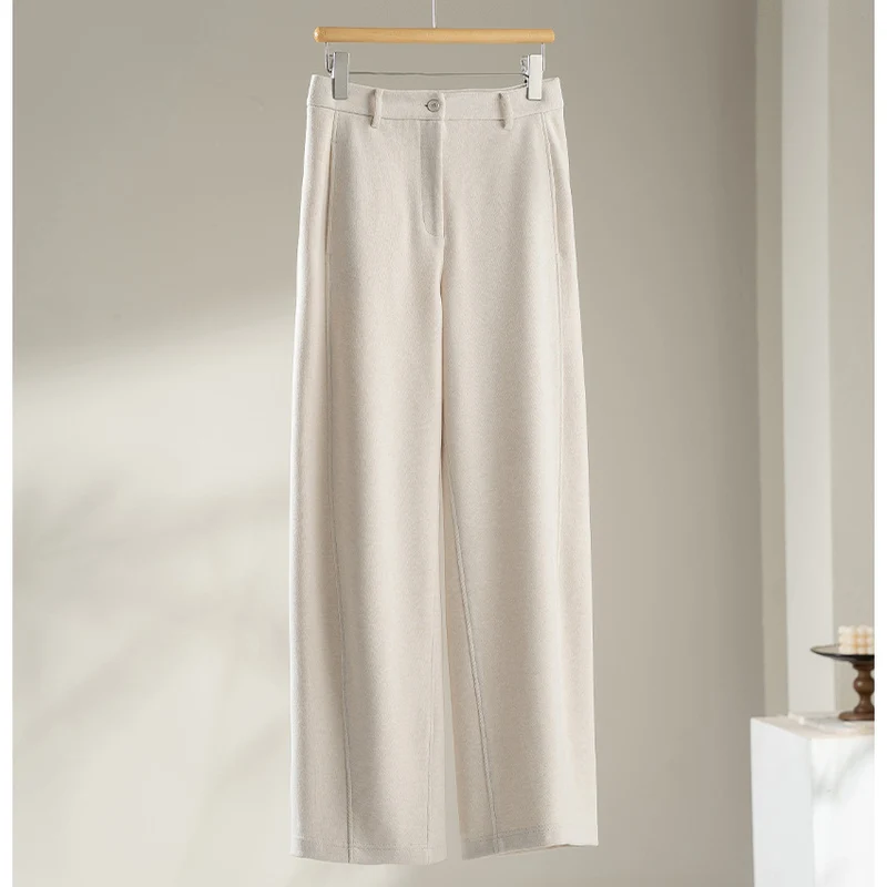 Damen Elegante High‑Waist Palazzo-Stoffhose mit Bügelfalte und dekorativer Mittelnaht Nord Taschen