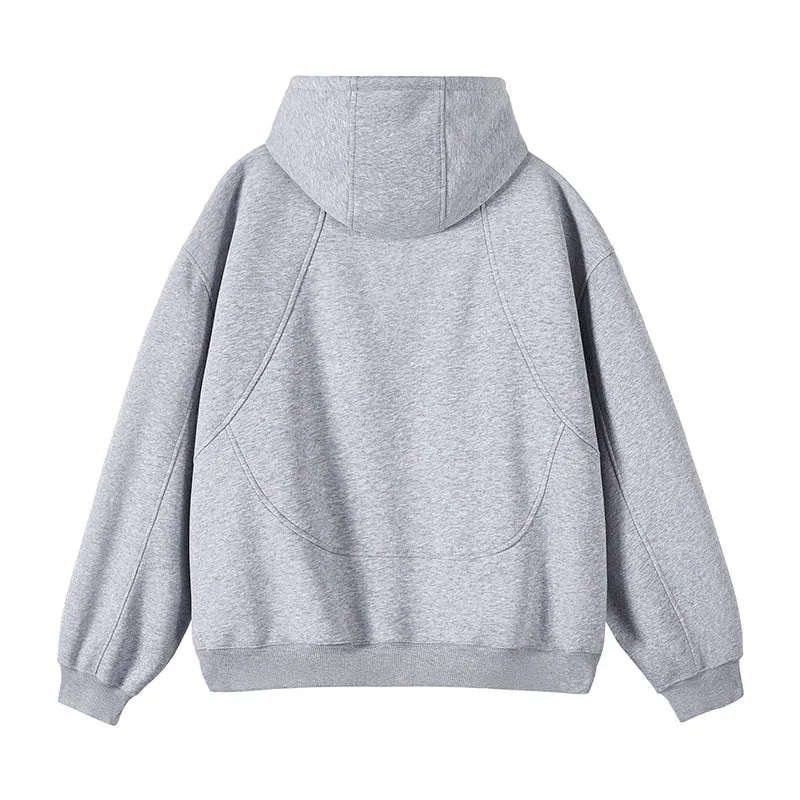 Unisex Oversize-Kapuzen-Sweatjacke mit hohem Stehkragen und durchgehendem Reißverschluss Nord Taschen