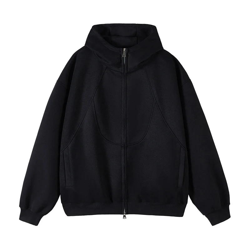 Unisex Oversize-Kapuzen-Sweatjacke mit hohem Stehkragen und durchgehendem Reißverschluss Nord Taschen
