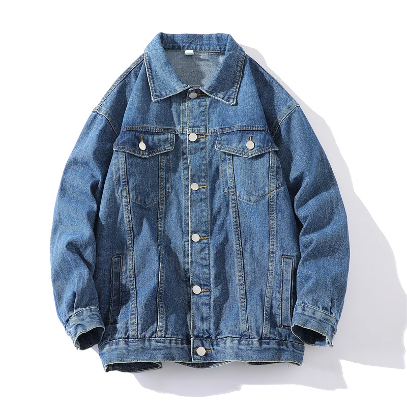 Unisex Oversize-Jeansjacke aus robustem Denim mit Druckknopfleiste Nord Taschen