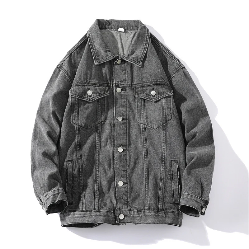 Unisex Oversize-Jeansjacke aus robustem Denim mit Druckknopfleiste Nord Taschen