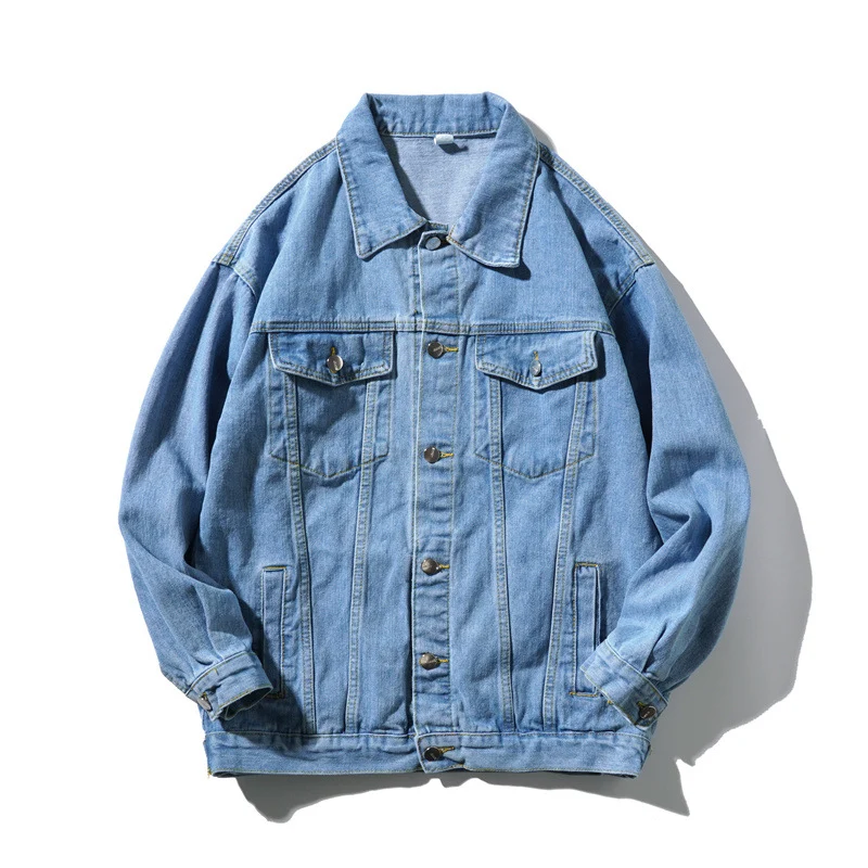 Unisex Oversize-Jeansjacke aus robustem Denim mit Druckknopfleiste Nord Taschen