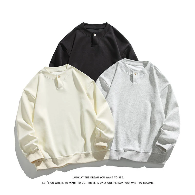 Unisex Oversize-Henley-Sweatshirt mit Druckknopf am Kragen Nord Taschen