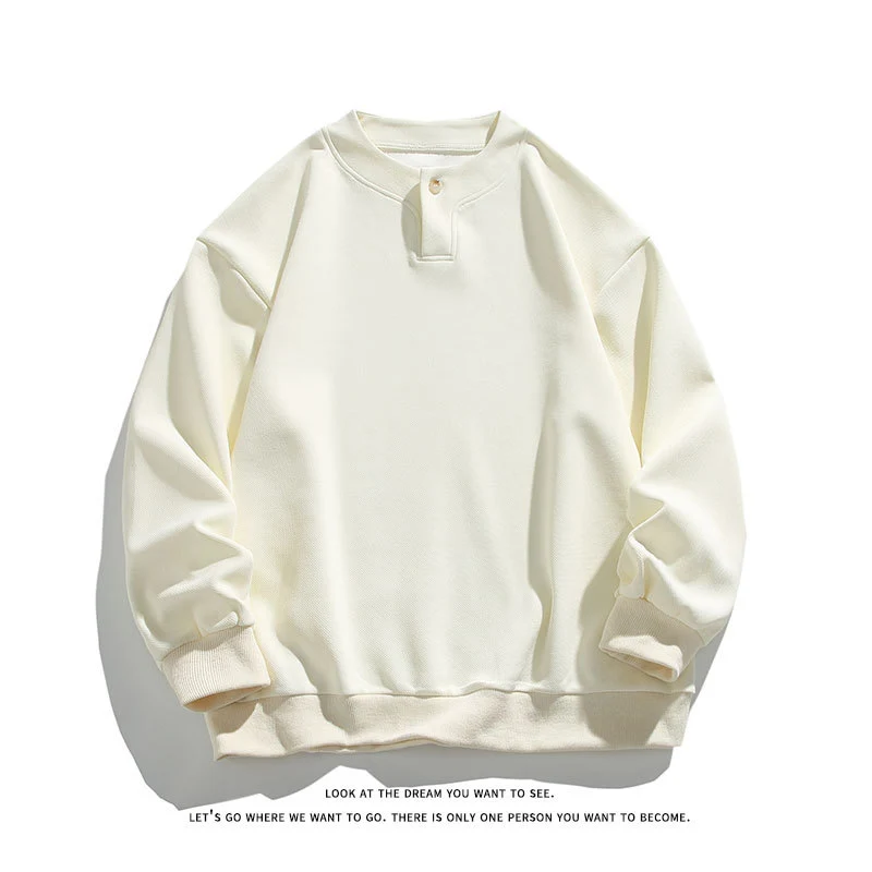 Unisex Oversize-Henley-Sweatshirt mit Druckknopf am Kragen Nord Taschen