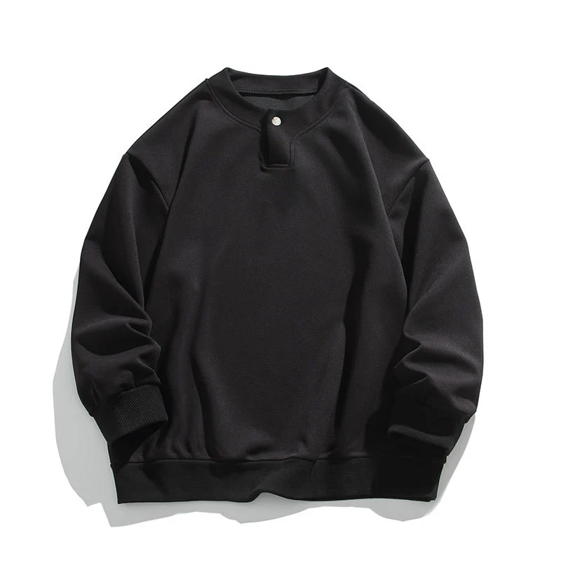 Unisex Oversize-Henley-Sweatshirt mit Druckknopf am Kragen Nord Taschen