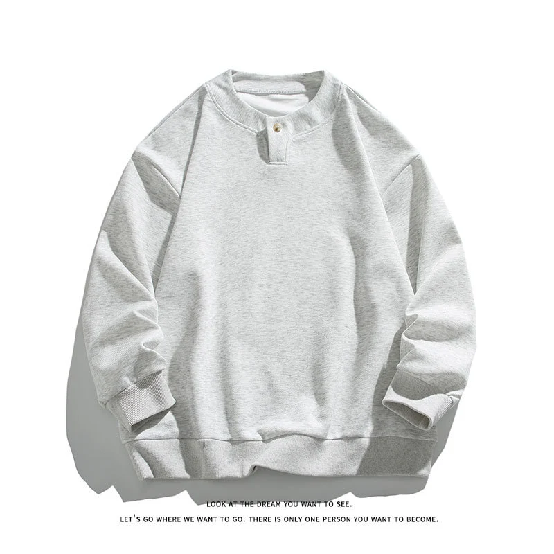 Unisex Oversize-Henley-Sweatshirt mit Druckknopf am Kragen Nord Taschen