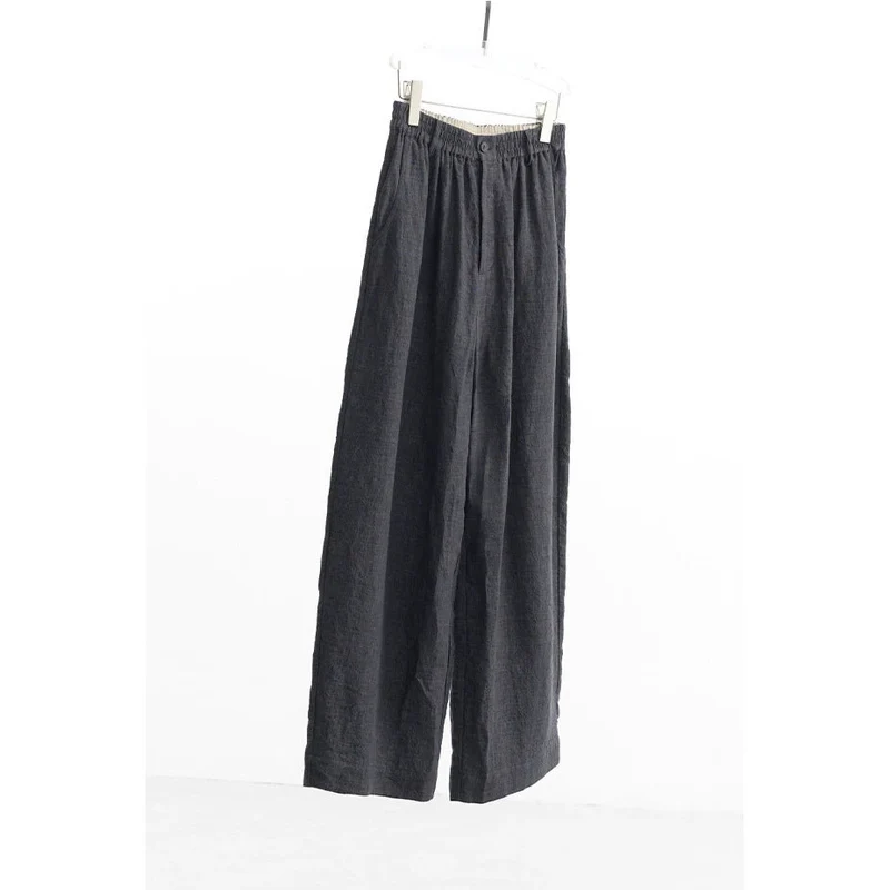Damen Weit geschnittene Leinenhose Nord Taschen