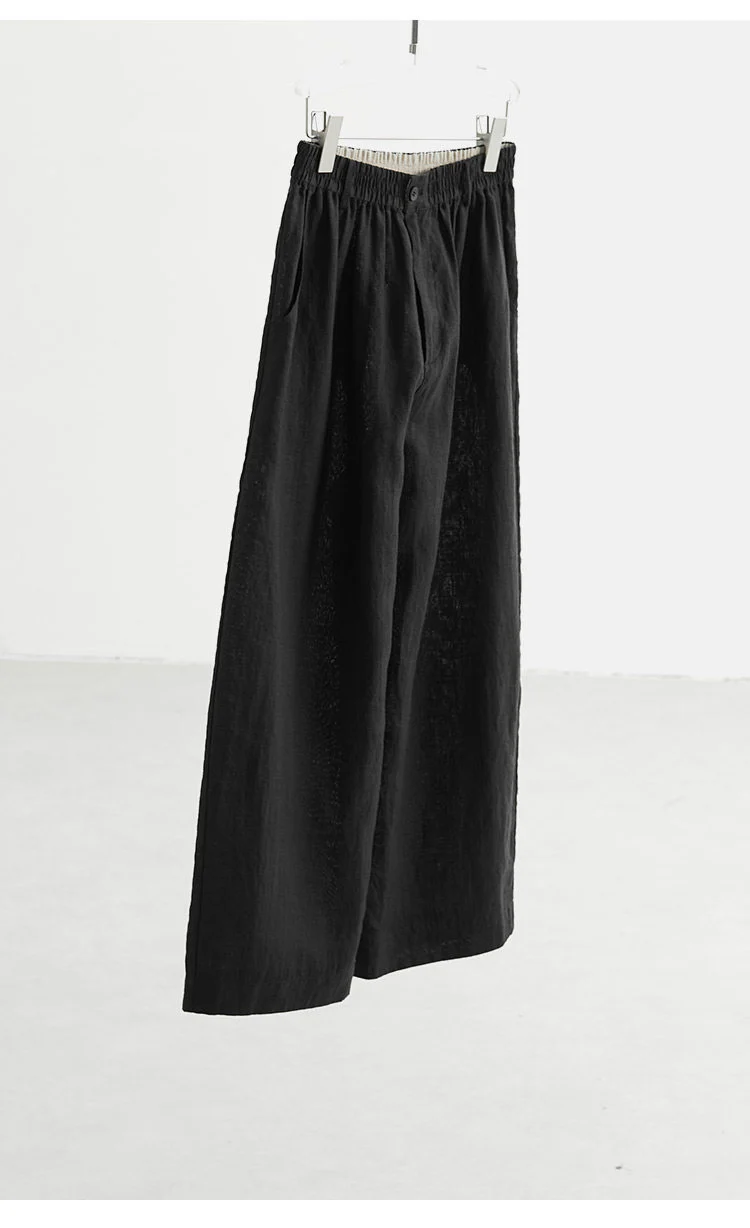 Damen Weit geschnittene Leinenhose Nord Taschen
