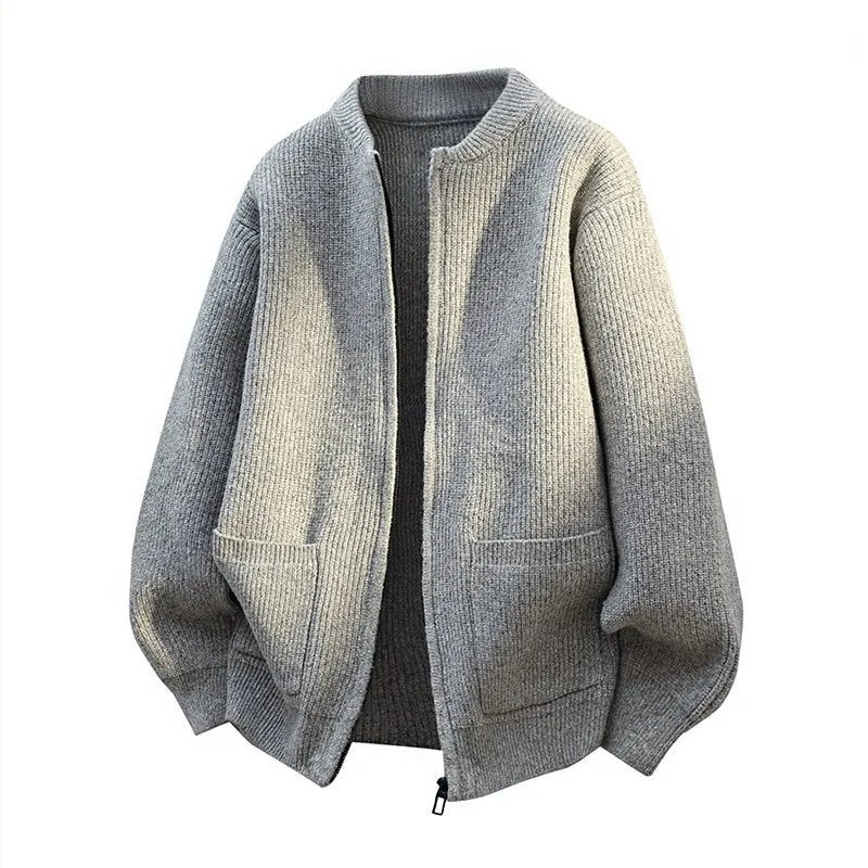 Herren Oversize-Strickjacke mit Zwei-Wege-Reißverschluss, geripptem Bund und aufgesetzten Taschen Nord Taschen